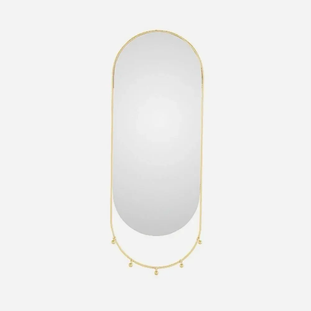 Short Stories Halland Hanging Mirror Oval NIB New in Box NWT Gold metal frame